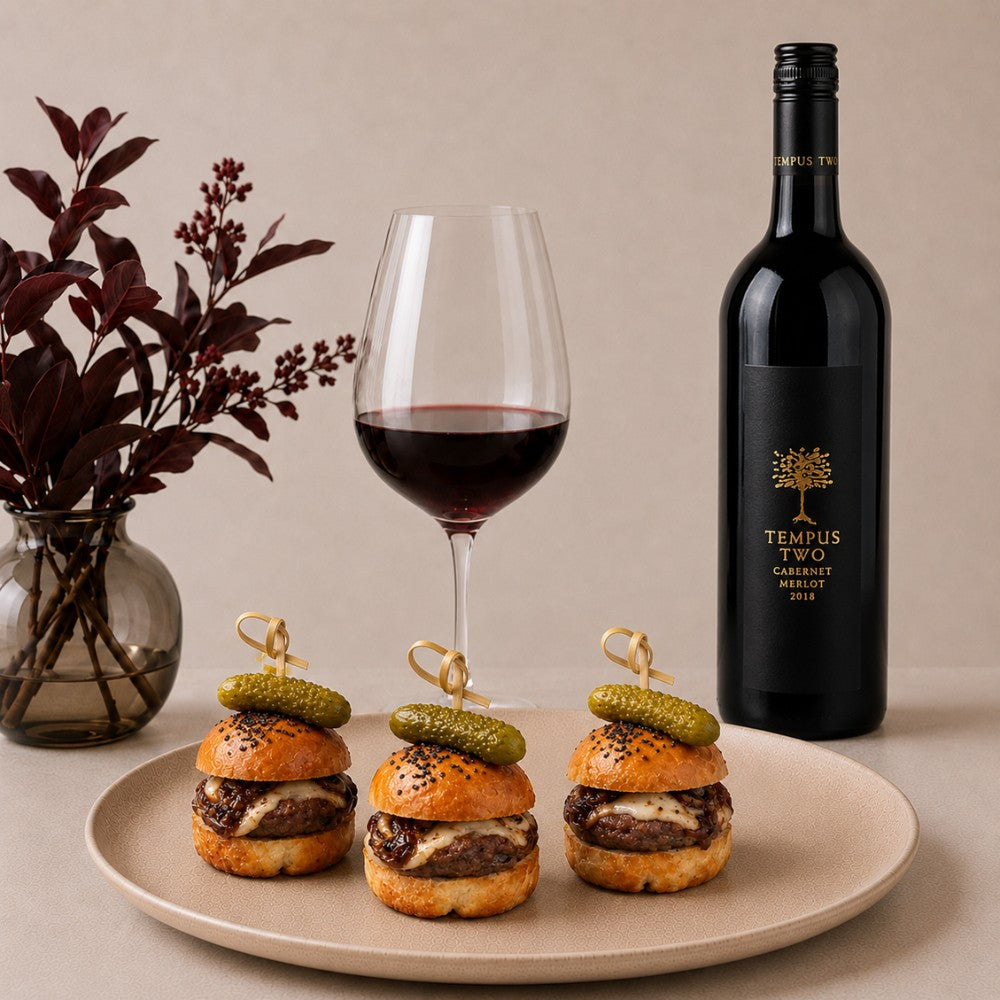 Bone Marrow Brioche Slider with Tempus Two Cabernet Merlot Pairing Box