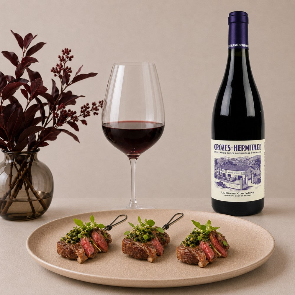 Bavette Steak & Salsa Verde with La Grande Comtadine Crozes-Hermitage Pairing Box