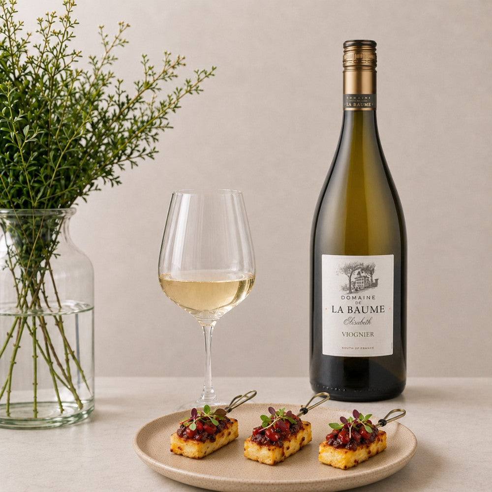 Honey-Marinated Halloumi with Domaine de la Baume Viognier Pairing Box